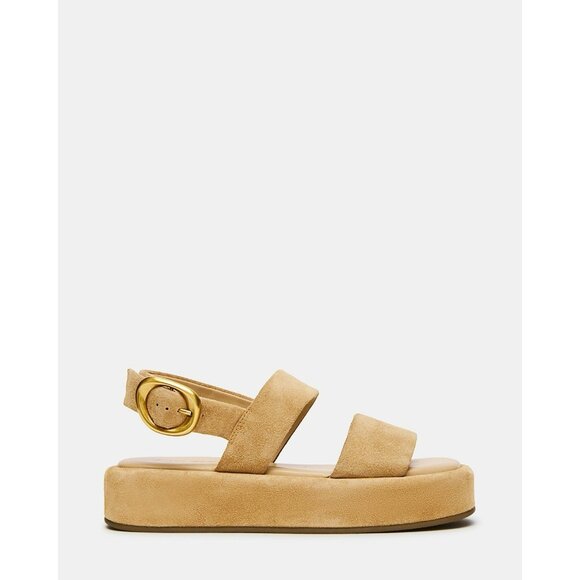 Steve Madden Baroni Sandals Sand Suede Leather Size 8 M Chunky Platform - Picture 2 of 11
